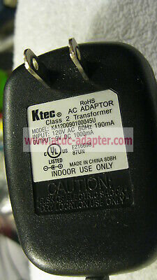 New KTEC KA12D090100045U AC Power Charger 9V 1000mA Class 2 Transformer AC Adaptor